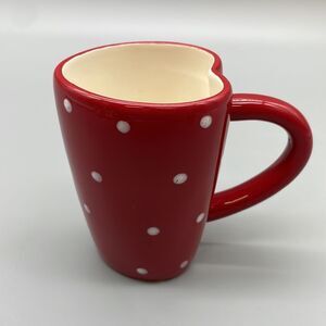 Vintage Red with White Polka Dots Heart Shaped Ceramic Coffee Tea Mug
